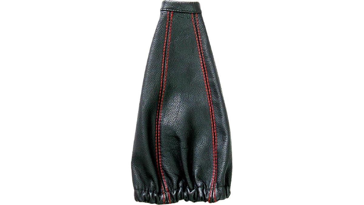 Soufflet+de+levier+de+vitesse+en+PCV+noir%2Fcoutures+rouge